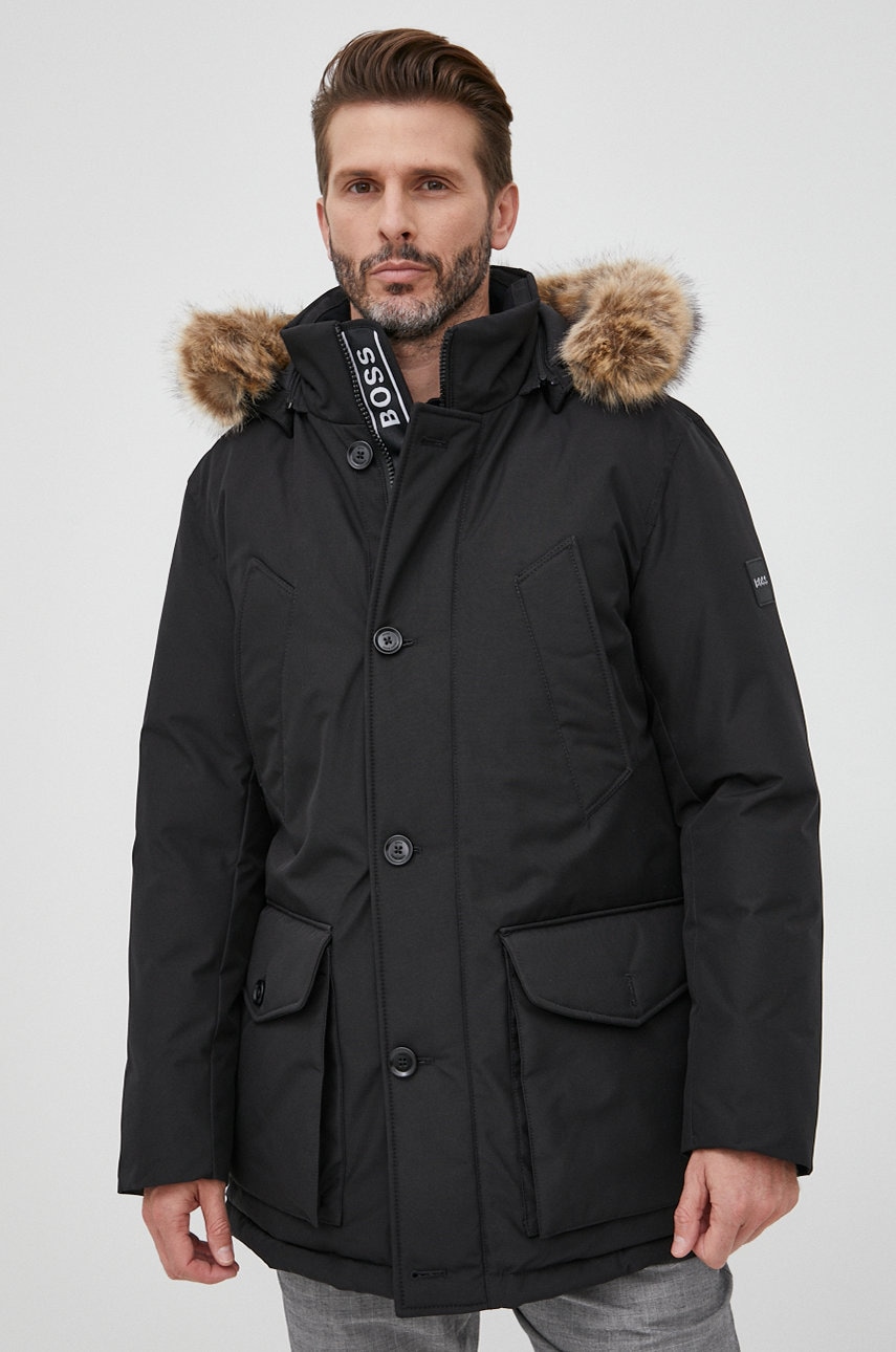 Boss geaca boss casual barbati, culoarea negru, de iarna