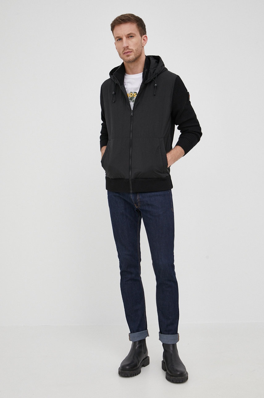 

Куртка з домішкою вовни Boss Boss Casual колір чорний перехідна