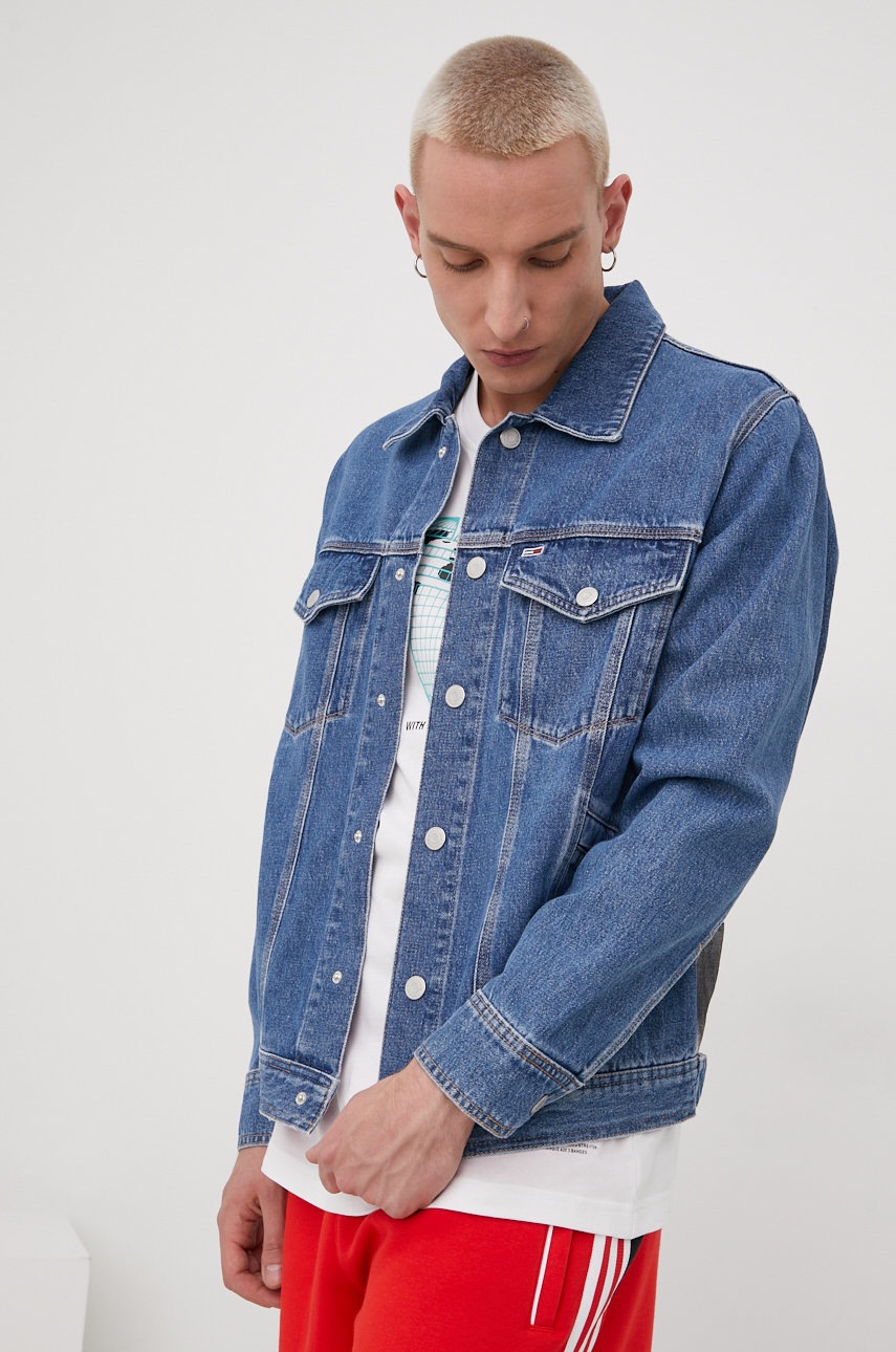

Джинсова куртка Tommy Jeans чоловіча колір синій перехідна