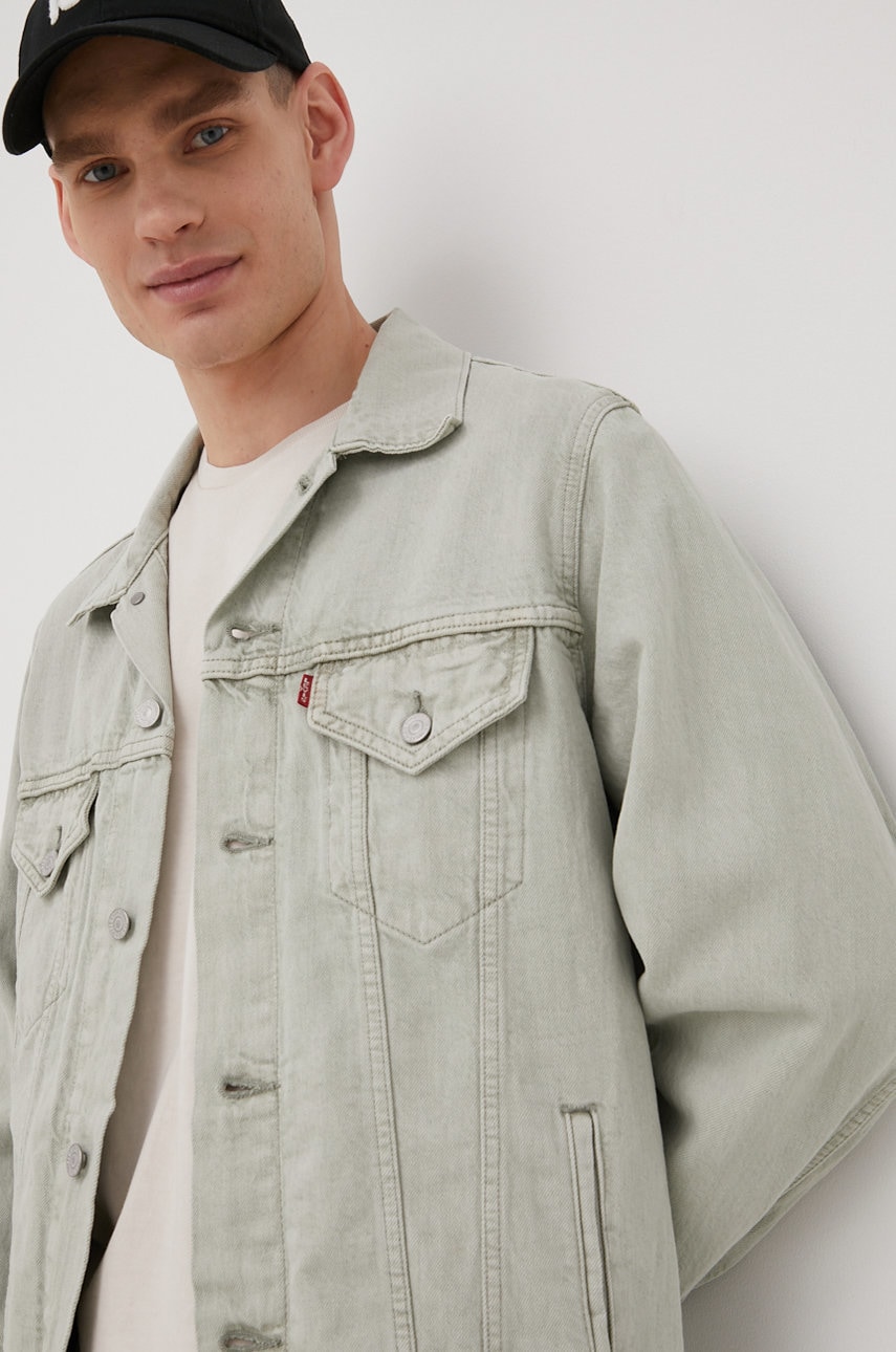Levi's geaca jeans wltrd barbati, culoarea verde, de tranzitie