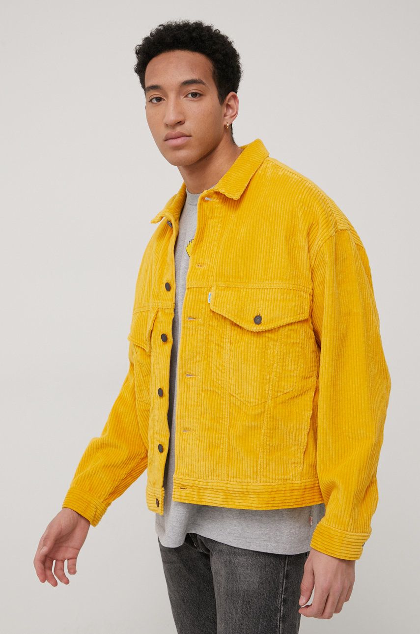 Bunda Levi′s X Simpson pánská, žlutá barva, přechodná - žlutá -  Podšívka: 100% Bavlna Hla