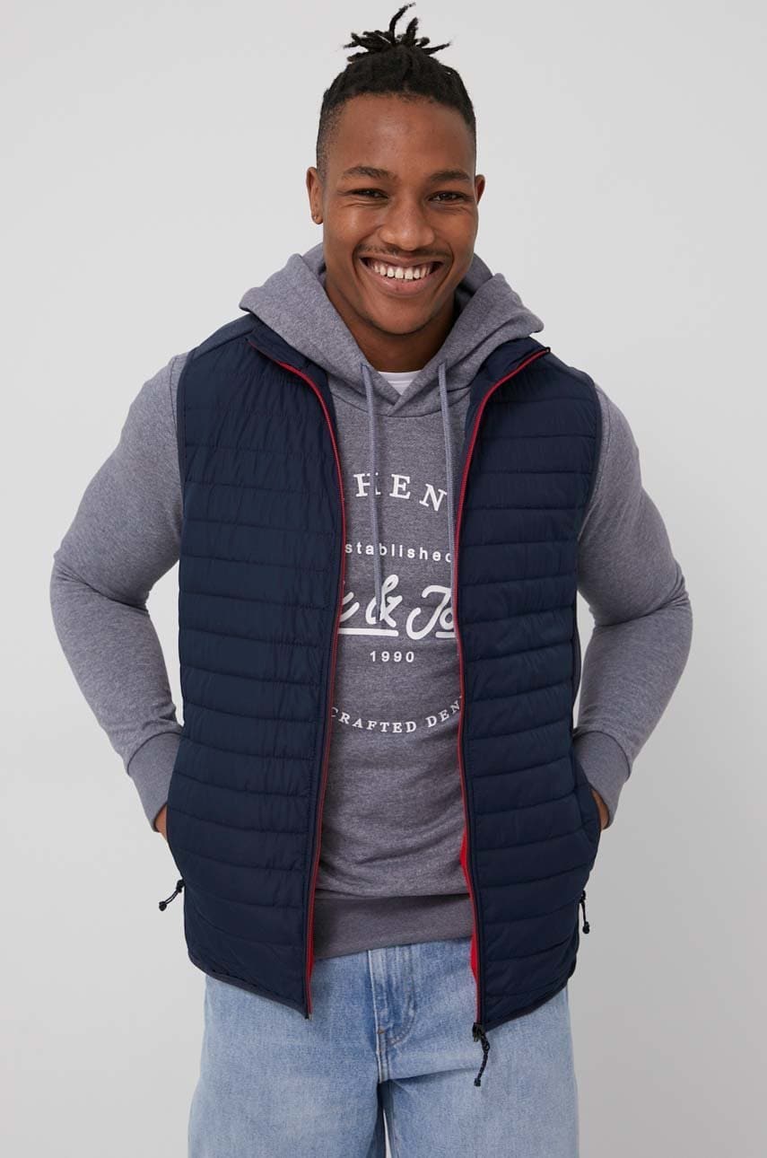 Produkt by jack & jones vesta barbati, culoarea albastru marin, de tranzitie