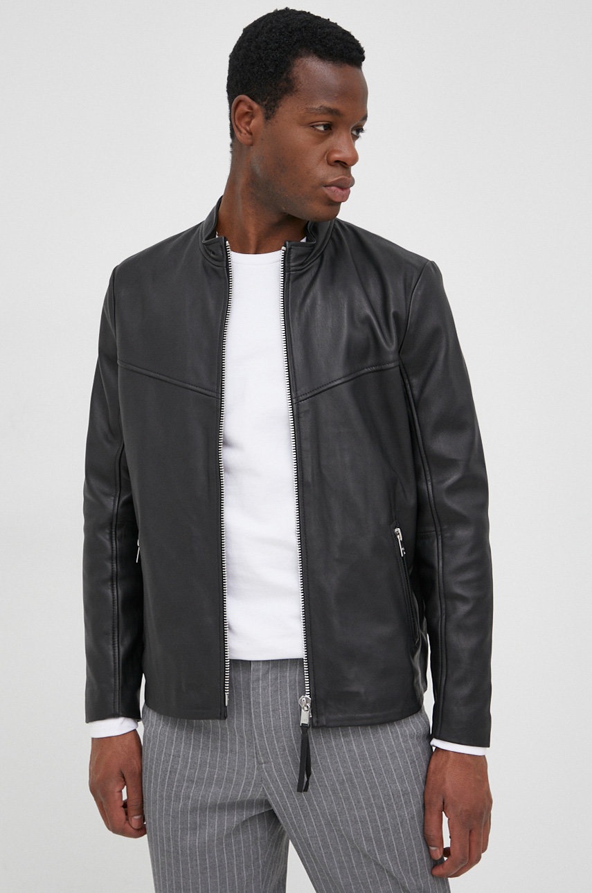 

Koжено яке Young Poets Society мъжка в черно с преходна изолация, Черен