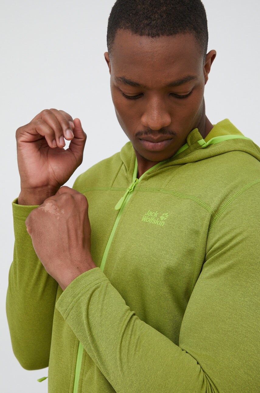 Jack Wolfskin hanorac Horizon barbati, culoarea verde, neted