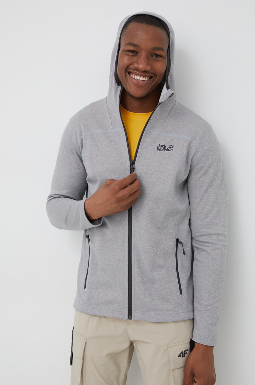 Jack Wolfskin hanorac Horizon barbati, culoarea gri, melanj