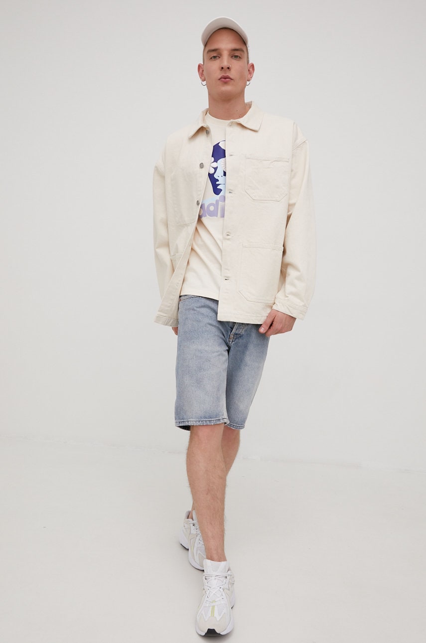 Dr. denim geaca jeans barbati, culoarea bej, de tranzitie, oversize