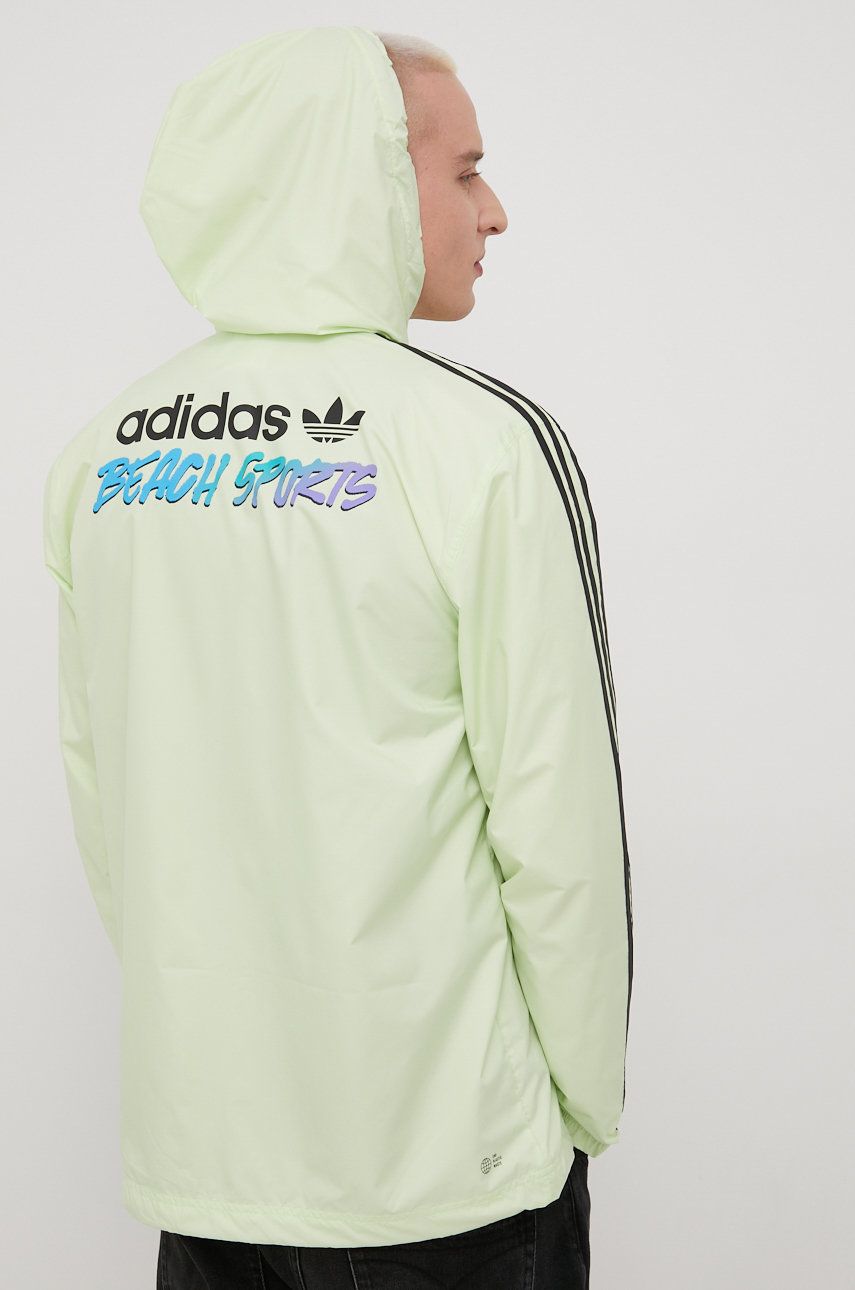 Adidas Originals kurtka męska kolor zielony przejściowa oversize