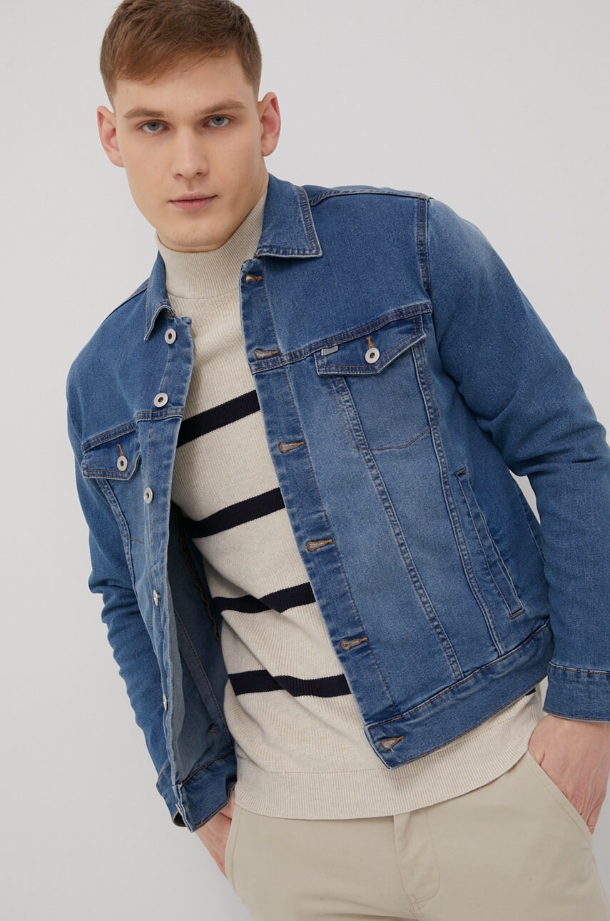 Solid geaca jeans barbati, de tranzitie