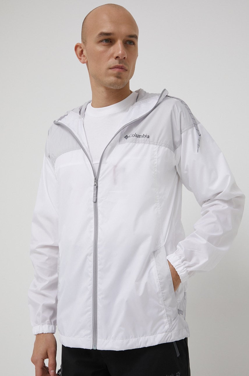 Columbia windbreaker flash challenger culoarea alb, de tranzitie