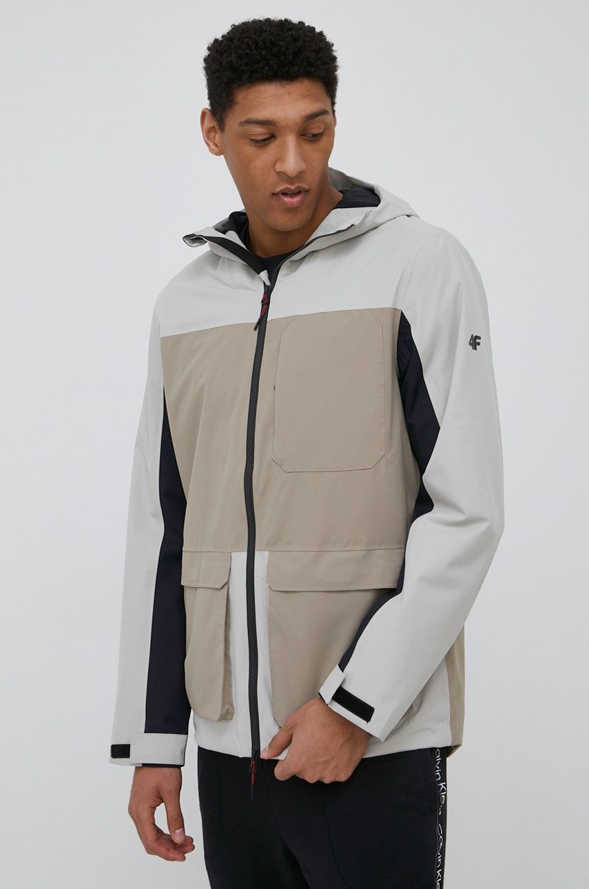 Outdoorová bunda 4F béžová barva - béžová -  Hlavní materiál: 100 % Polyester Podšívka 1: 