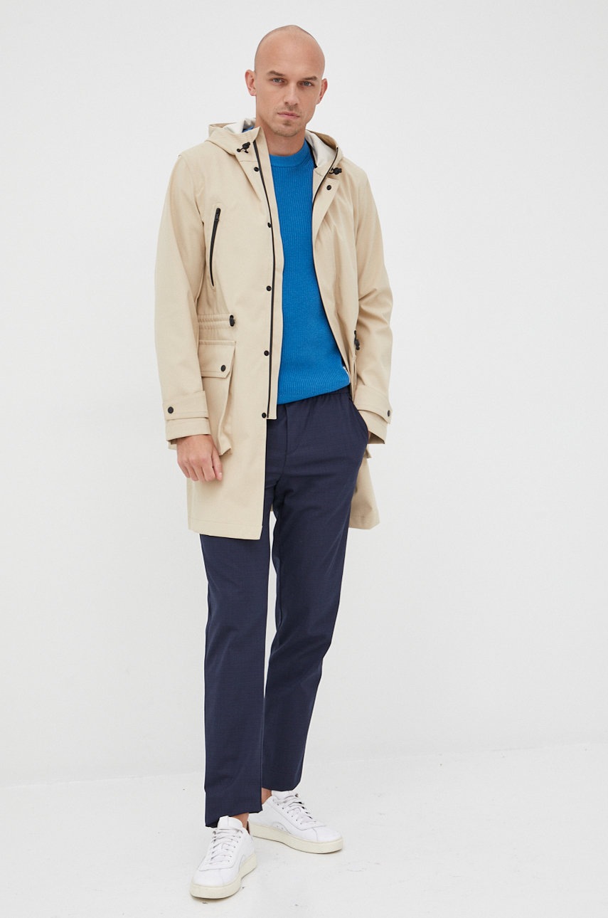 Μπουφάν Sisley ανδρικό, χρώμα: μπεζ φωτογραφία