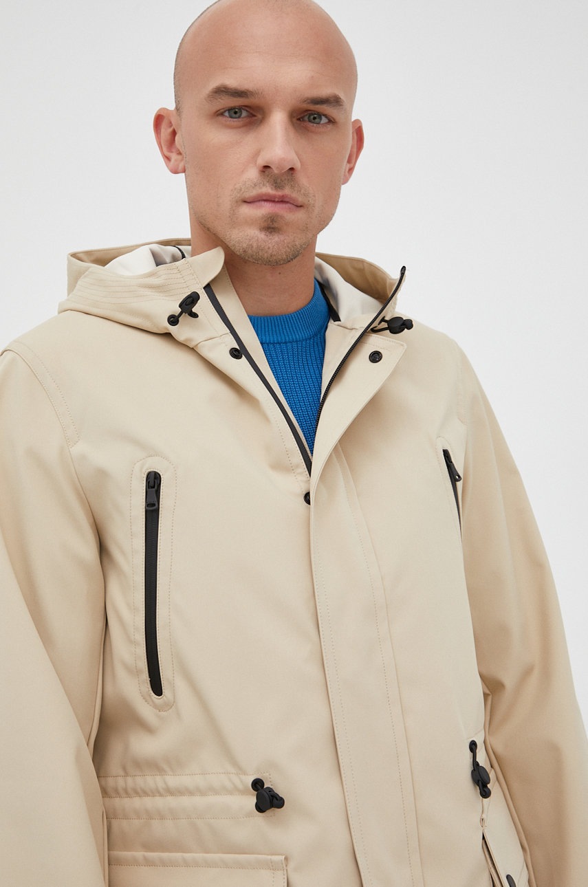 Μπουφάν Sisley ανδρικό, χρώμα: μπεζ φωτογραφία