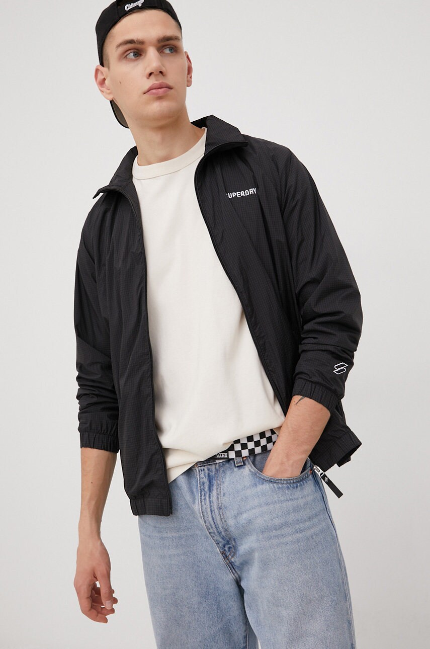 Superdry geaca barbati, culoarea gri, de tranzitie