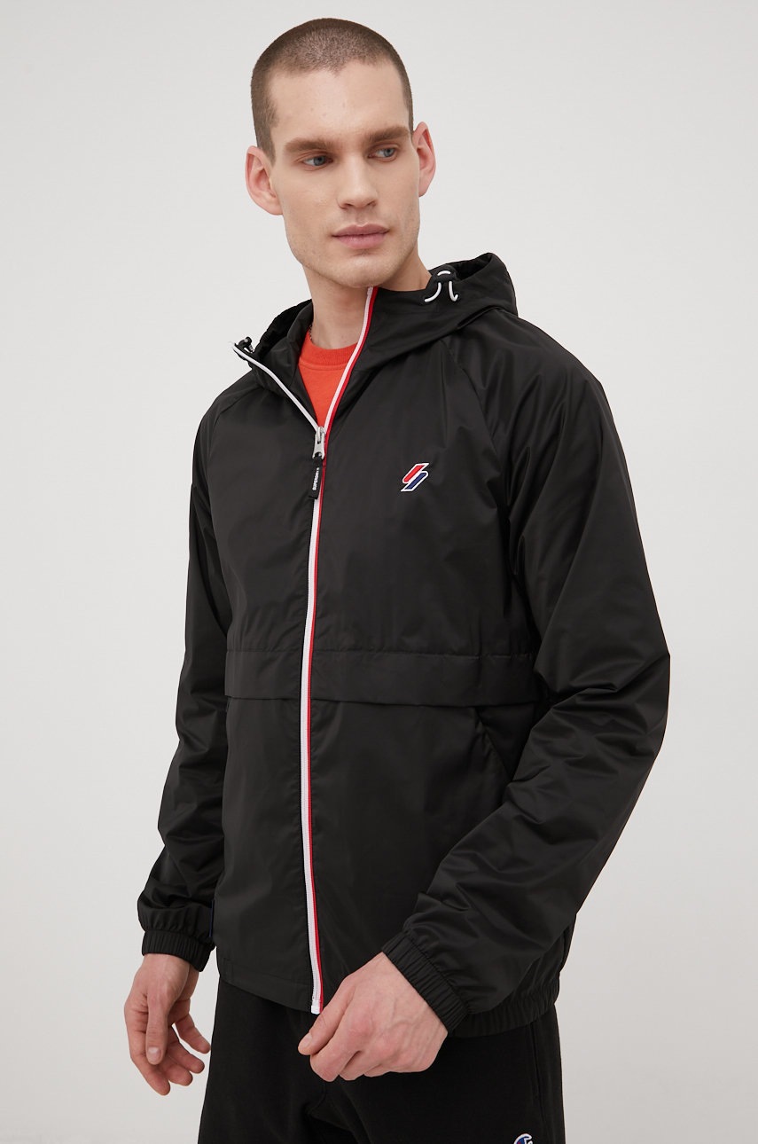 

Яке Superdry в черно с преходна изолация, Черен