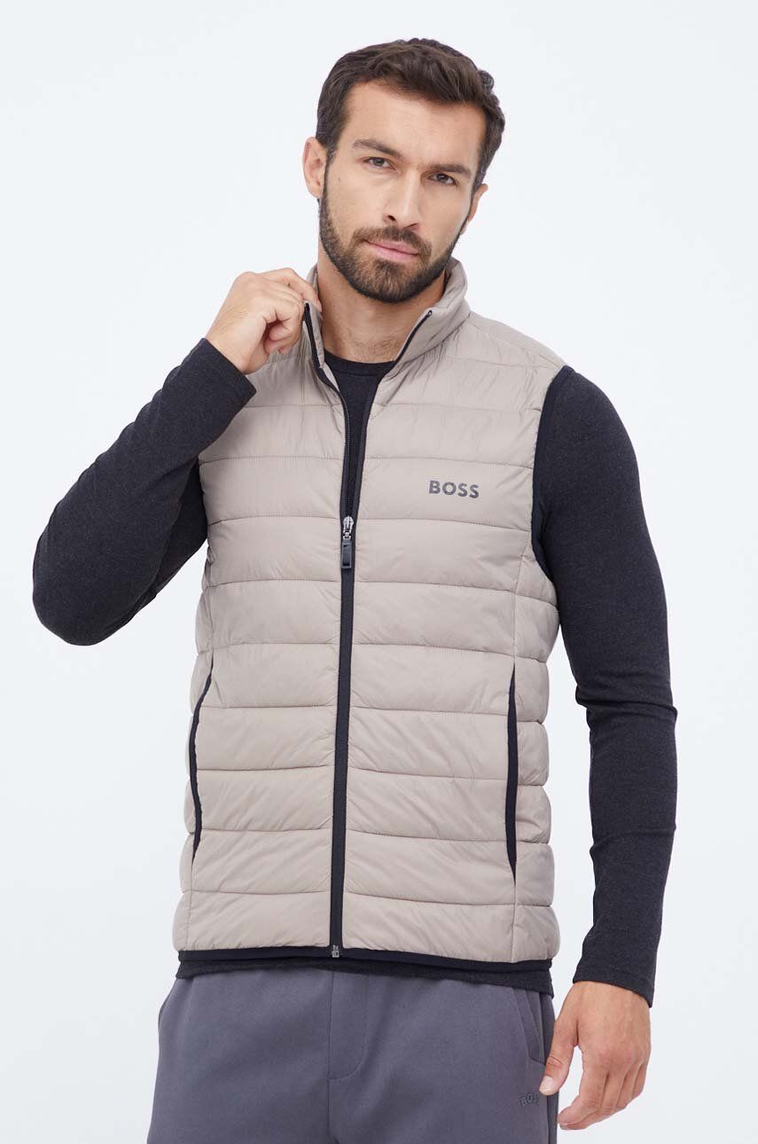 BOSS vesta BOSS ATHLEISURE barbati, culoarea bej, de tranzitie