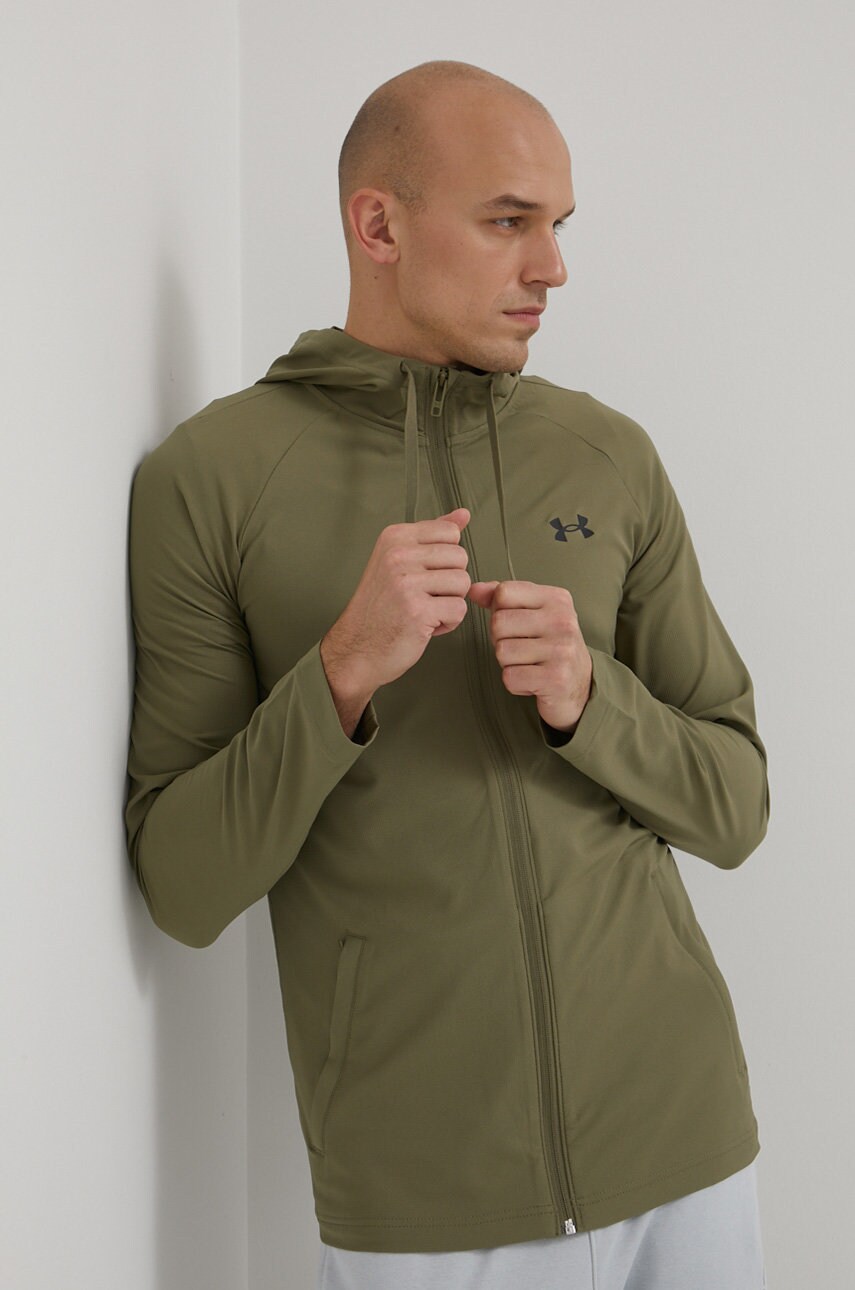 Under armour hanorac de antrenament 1370499 barbati, culoarea verde, neted