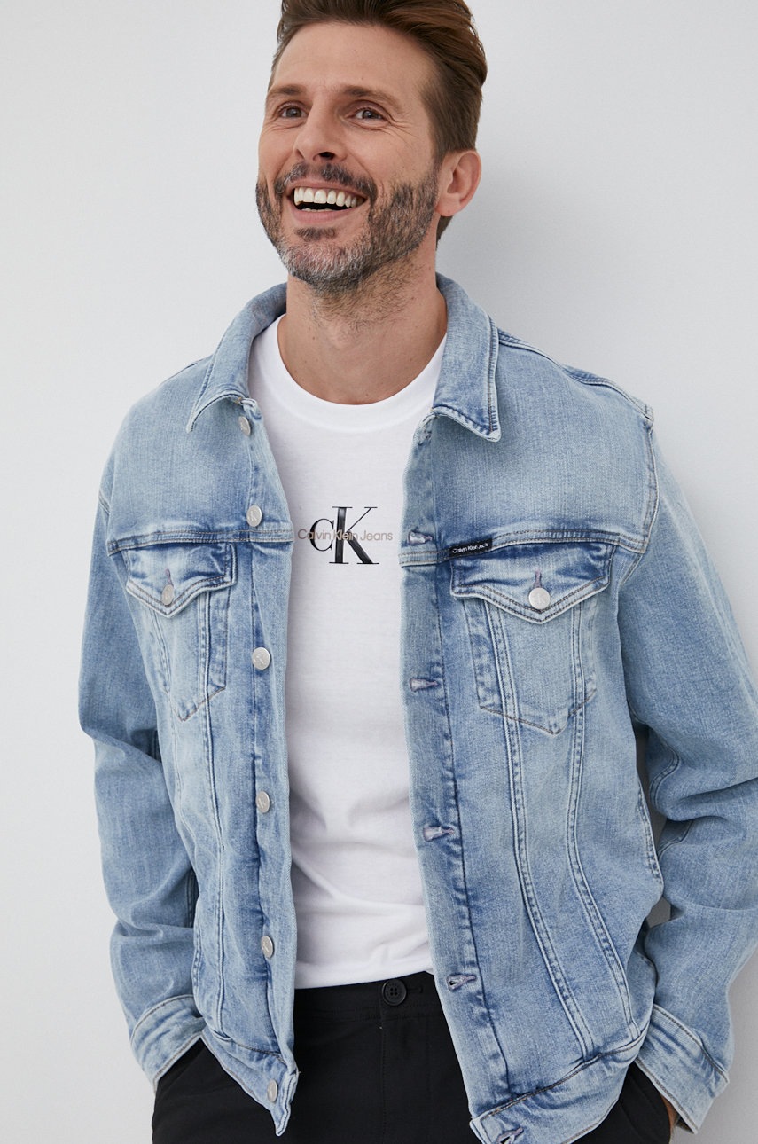 

Дънково яке Calvin Klein Jeans мъжка с преходна изолация, Син