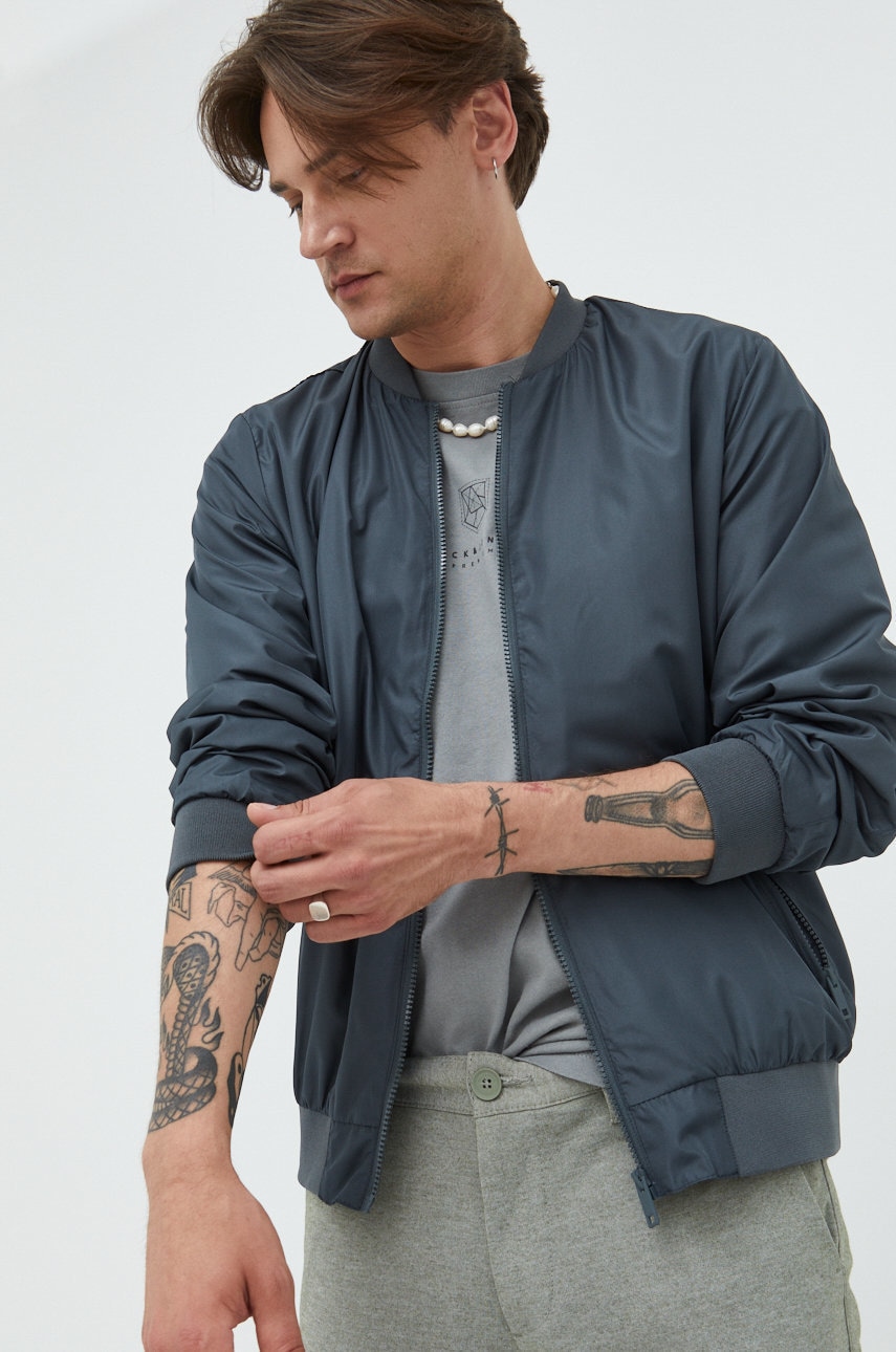 Brave soul geaca bomber barbati, culoarea gri, de tranzitie