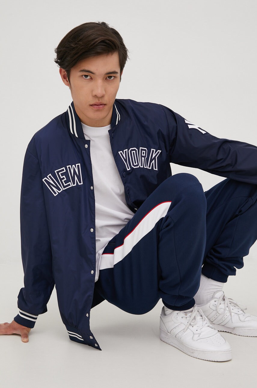 47brand geaca bomber Mlb New York Yankees barbati, culoarea albastru marin, de tranzitie