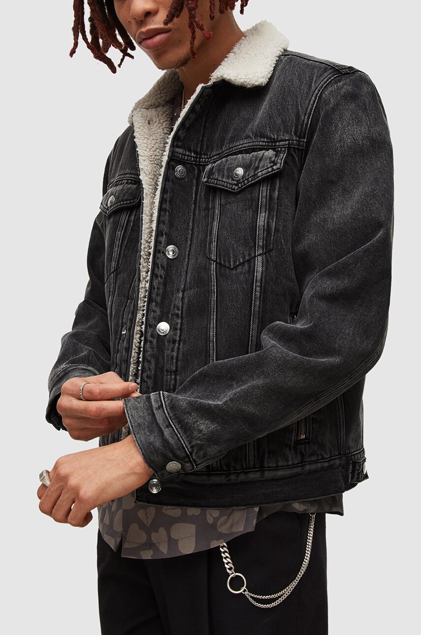 

Джинсовая куртка AllSaints мужская цвет чёрный переходная