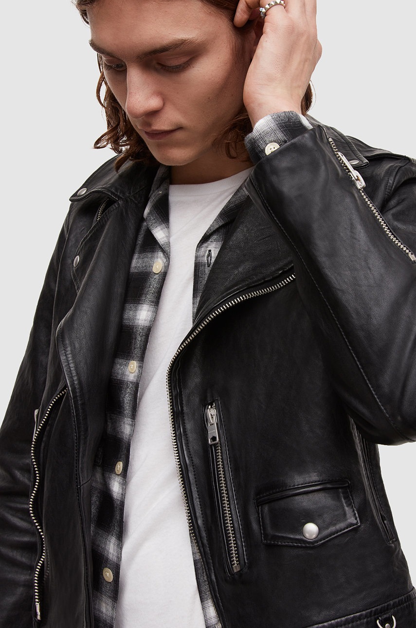

Шкіряна куртка AllSaints чоловіча колір чорний перехідна