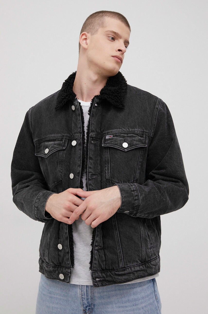 

Дънково яке Tommy Jeans мъжка в черно със зимна изолация, Черен