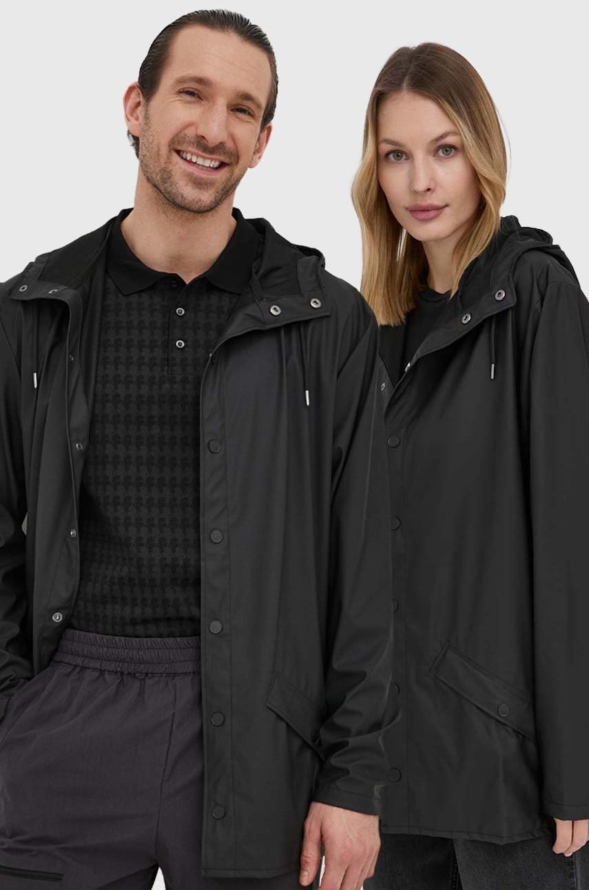 Rains Geaca 12010 Jacket Culoarea Negru, De Tranzitie 12010.01-black