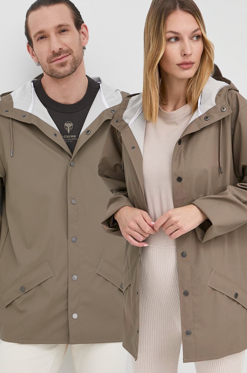 Rains geaca 12010 Jacket culoarea bej, de tranzitie