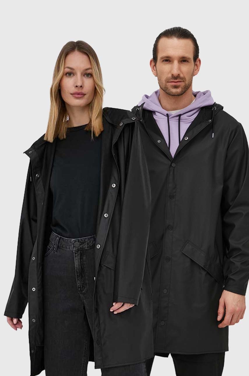 Rains geacă 12020 Long Jacket culoarea negru, de tranziție 12020.01-Black