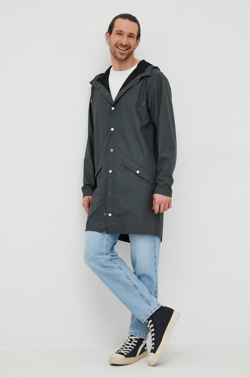 

Куртка Rains 12020 Long Jacket цвет серый переходная