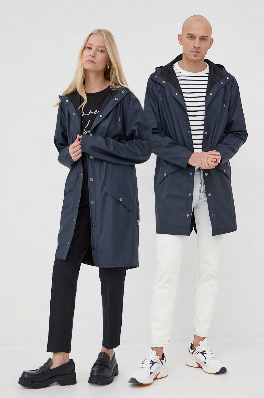 Rains Geaca 12020 Long Jacket Culoarea Albastru Marin, De Tranzitie 12020.47-navy