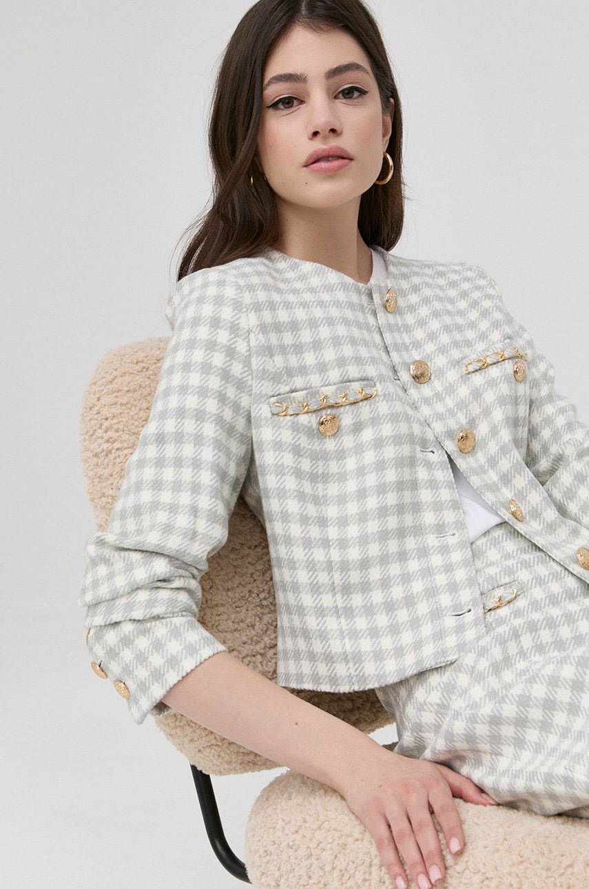 

Сако с вълна Guess в сиво с едно копче с десен, Сив