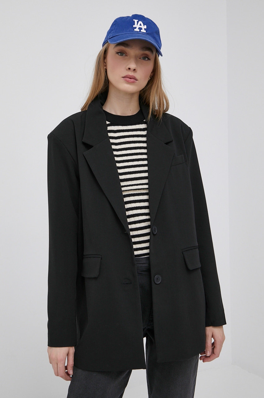 Noisy may sacou culoarea negru, un singur rand de nasturi, neted
