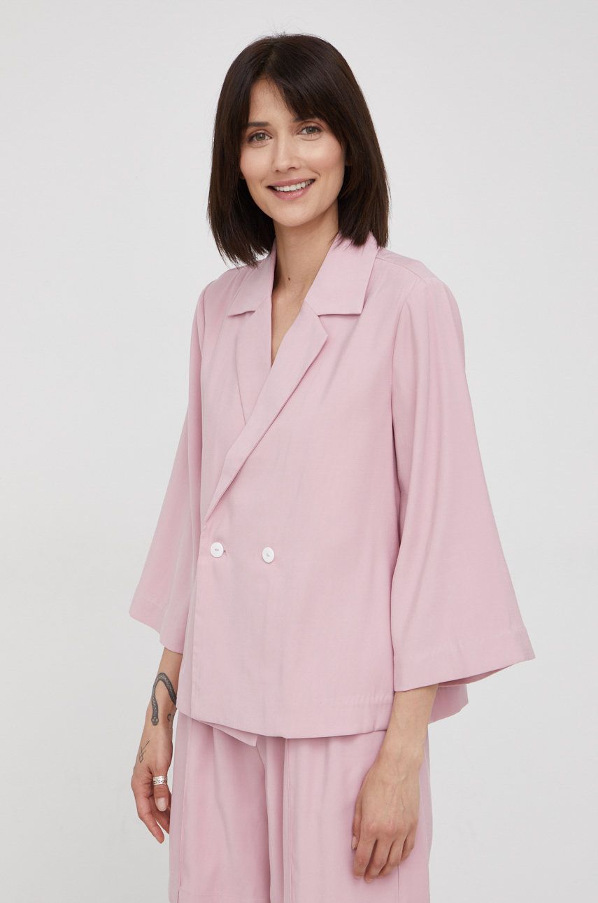 Y.A.S sacou culoarea roz, cu doua randuri de nasturi, neted 2022 ❤️ Pret Super answear imagine noua 2022