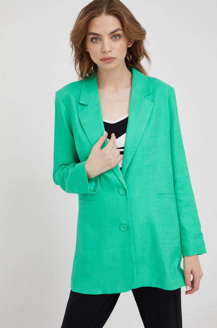 Y.A.S blazer din amestec de in culoarea verde, un singur rand de nasturi, neted