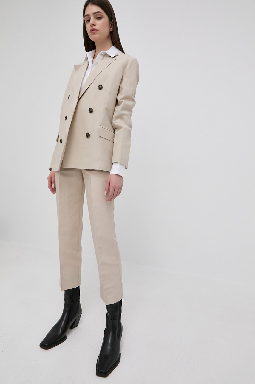 Trussardi sacou de in culoarea bej, cu doua randuri de nasturi, neted