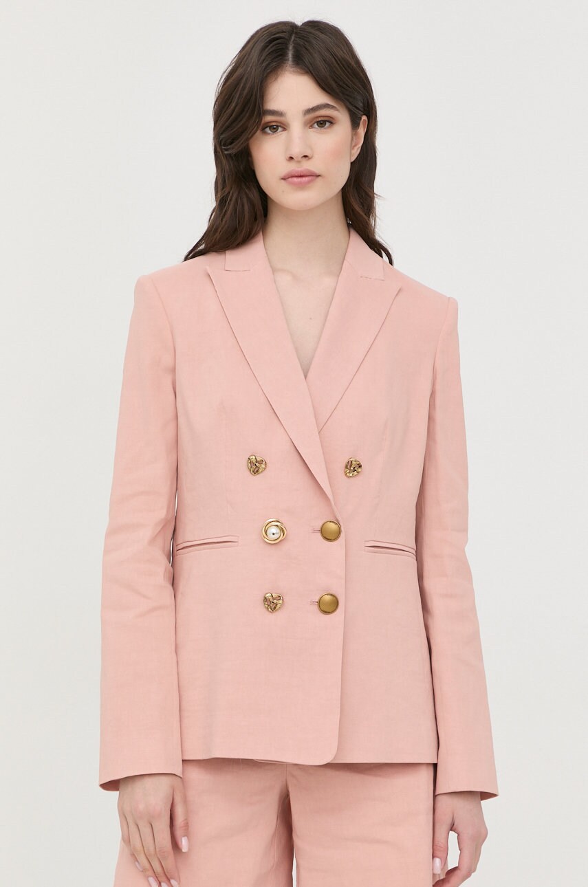 

Льняной жакет Pinko цвет розовый двубортный однотонная