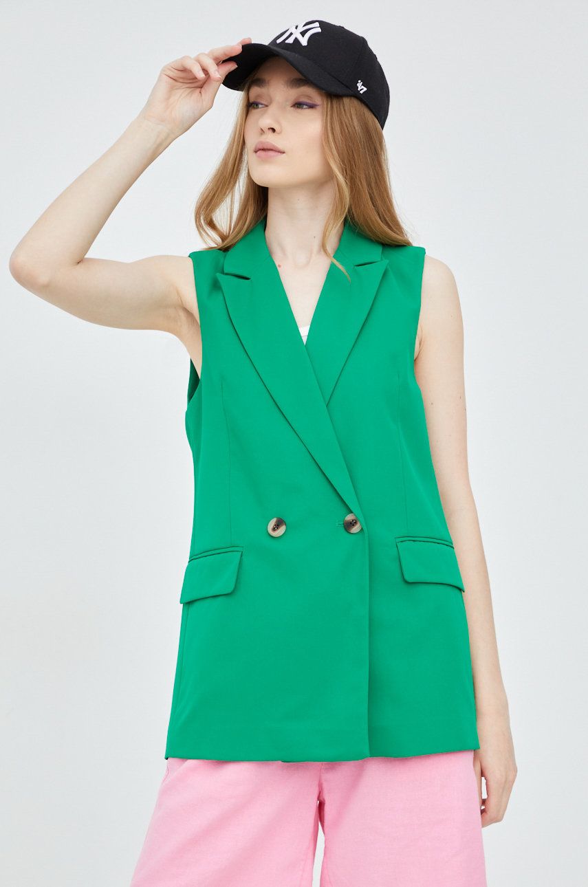 Pieces vesta culoarea verde, cu doua randuri de nasturi 2022 ❤️ Pret Super answear imagine noua 2022