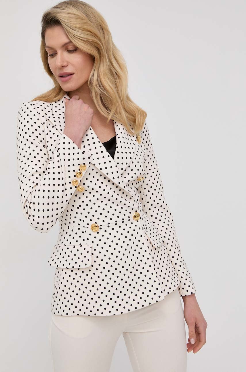 

Сако Elisabetta Franchi в бежово с двуредно закопчаване с десен, Бежов