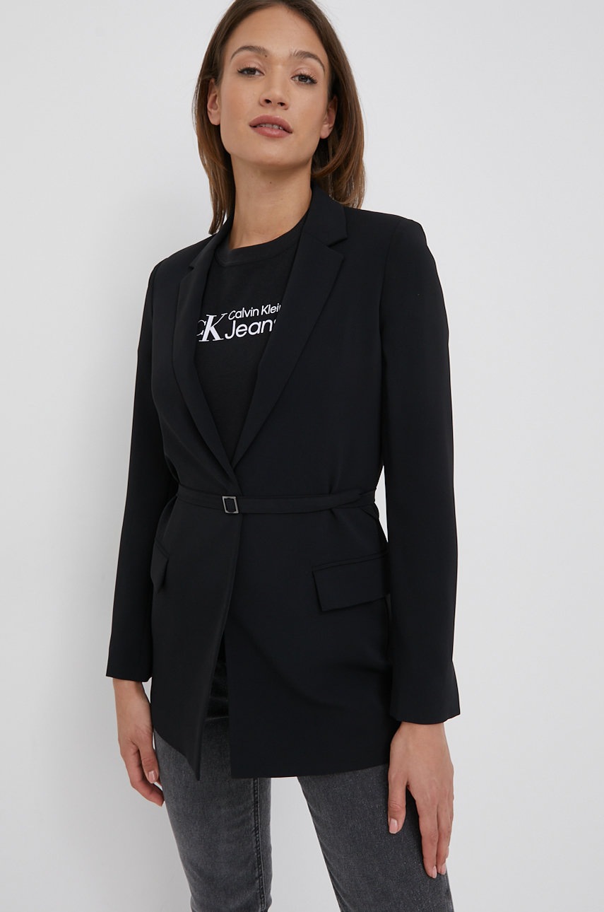 

Сако Calvin Klein в черно с едно копче с изчистен дизайн, Черен