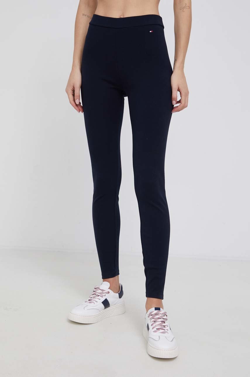 leginy-tommy-hilfiger-damske-tmavomodra-barva-s-potiskem