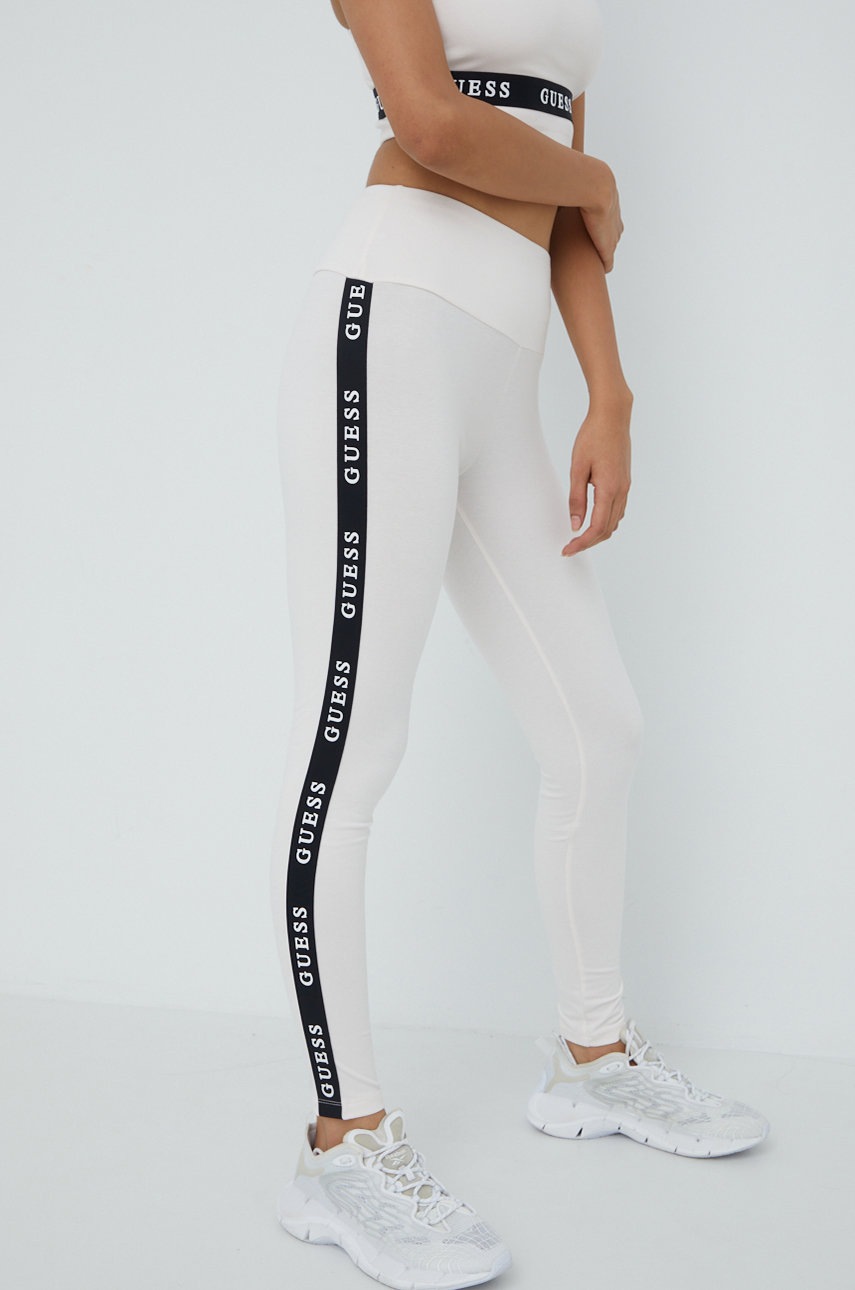 Guess Legginsy damskie kolor różowy z aplikacją