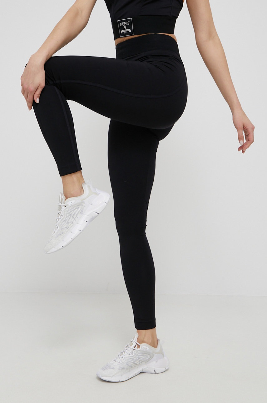 Guess Legginsy damskie kolor czarny gładkie