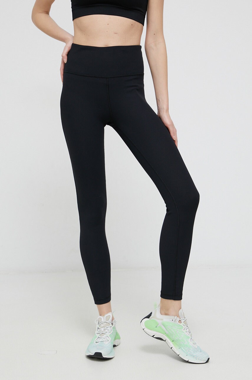 Gap colanți femei, culoarea negru, material neted