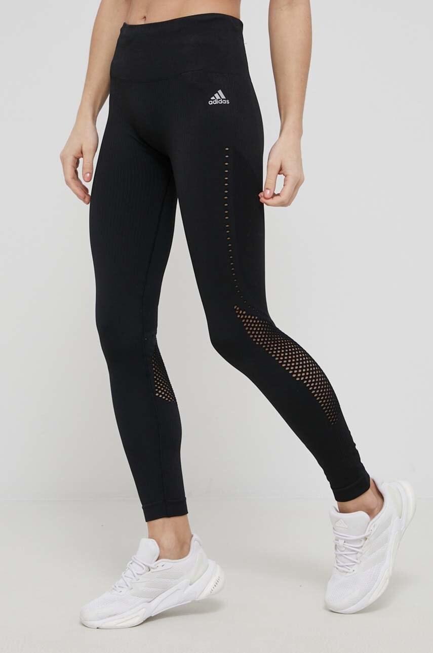 Adidas performance leggins de alergare h57769 femei, culoarea negru, neted