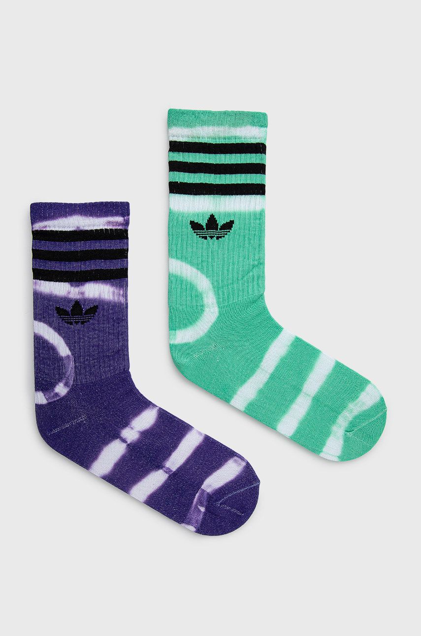 Levně Ponožky adidas Originals (2-pack) HC9538 dámské, zelená barva, HC9538-HIRGR/PURP
