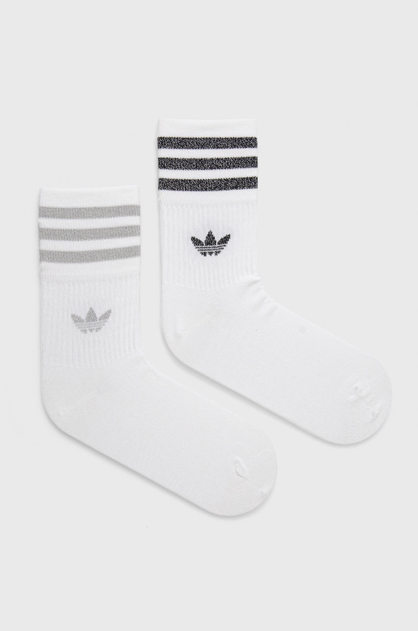 adidas Originals șosete (2-pack) HC9561 femei, culoarea alb HC9561-WHT/GRETW