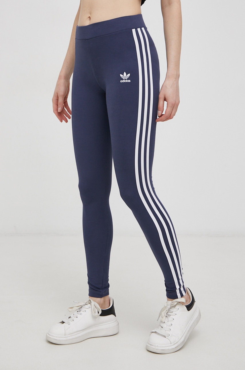 Adidas Originals Legginsy damskie kolor granatowy gładkie