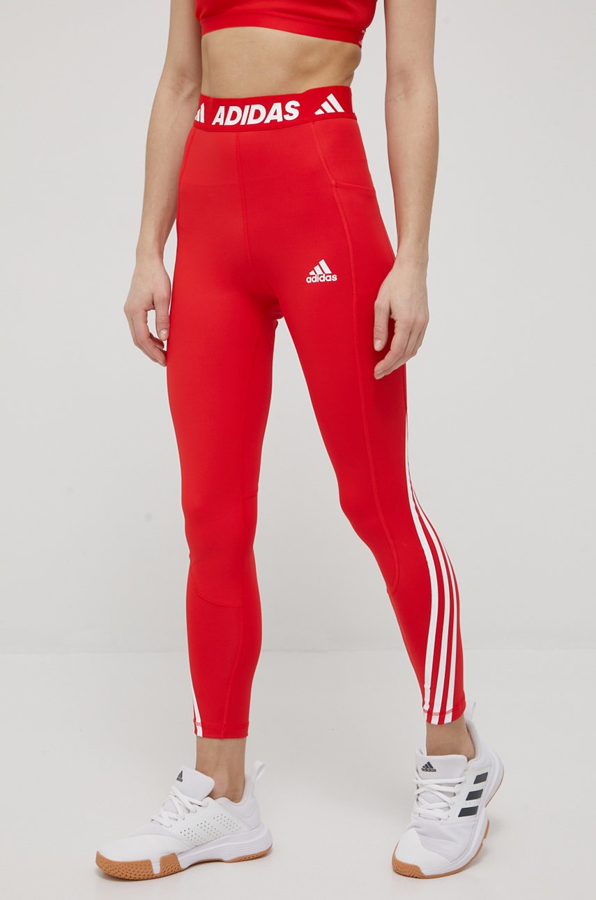

Легінси для тренувань adidas Performance 3-stripes жіночі колір червоний з принтом