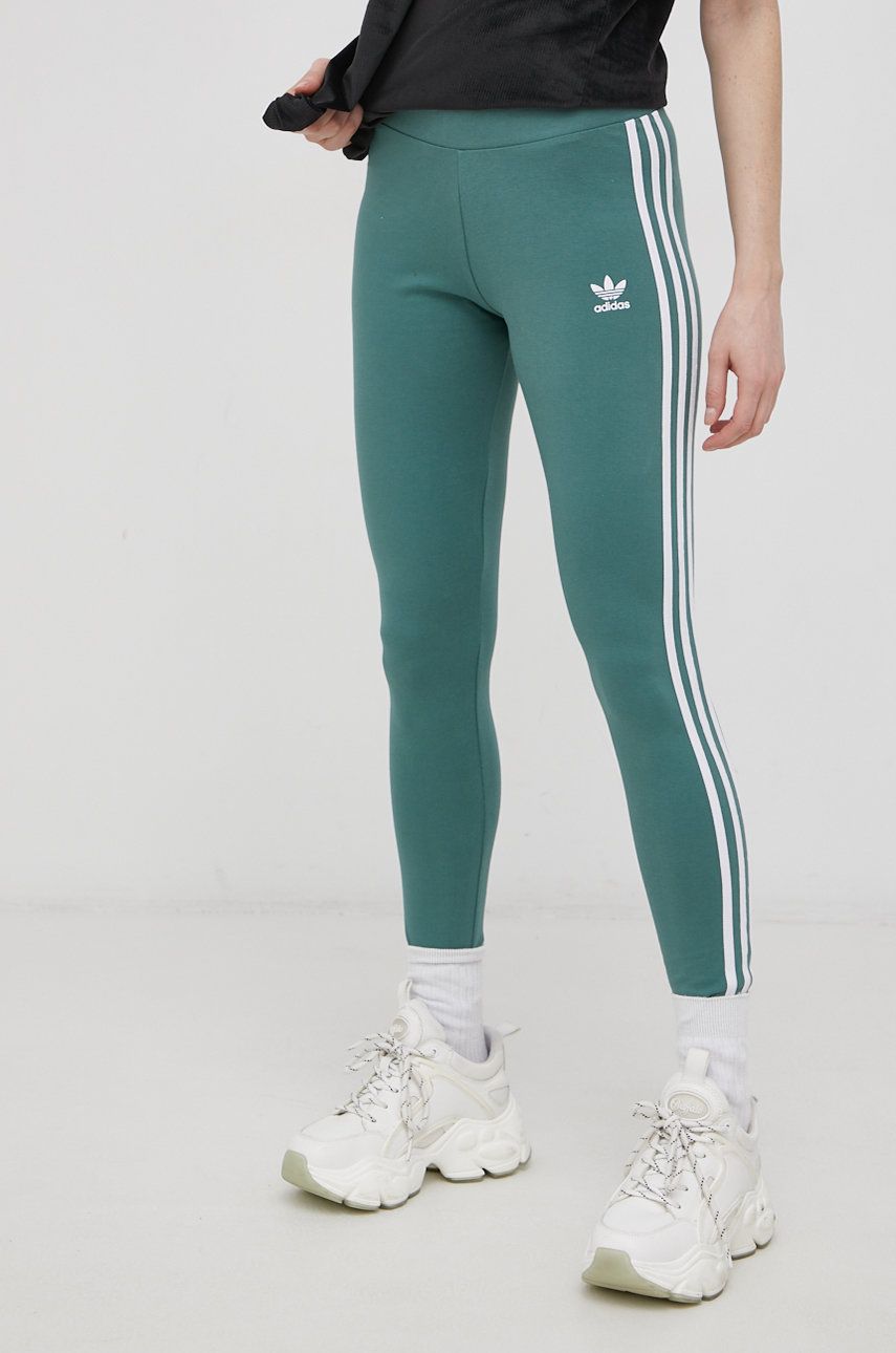 adidas Originals Legginsy damskie kolor zielony z nadrukiem